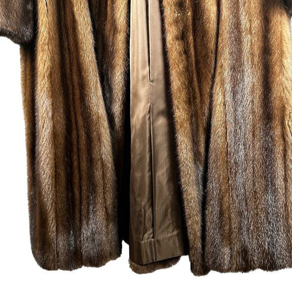 Vintage Furs Medium Brown Open Fur Overcoat by Richard Donald Womens Long Trench - Picture 6 of 15